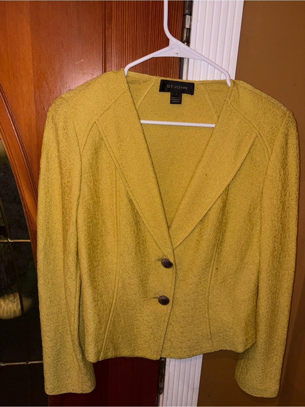 St. John Yellow Textured Knit Blazer - Picture 6 of 14